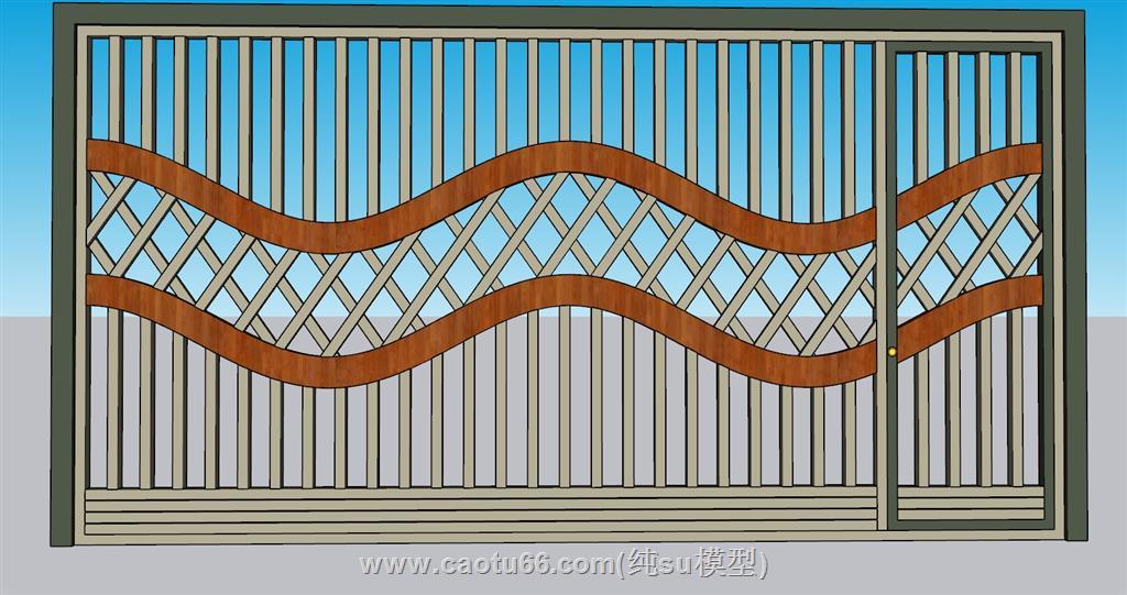 铁艺门大门铁艺SU模型 1