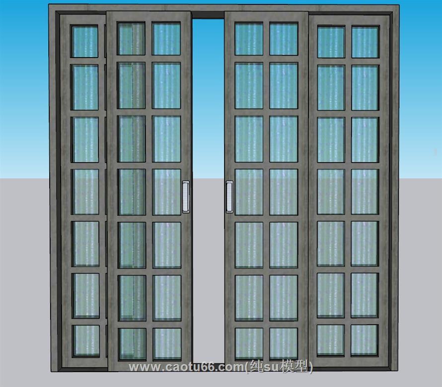 玻璃门移门推拉门SU模型 1