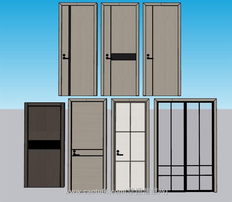 室内门卧室门房间门SU模型 1