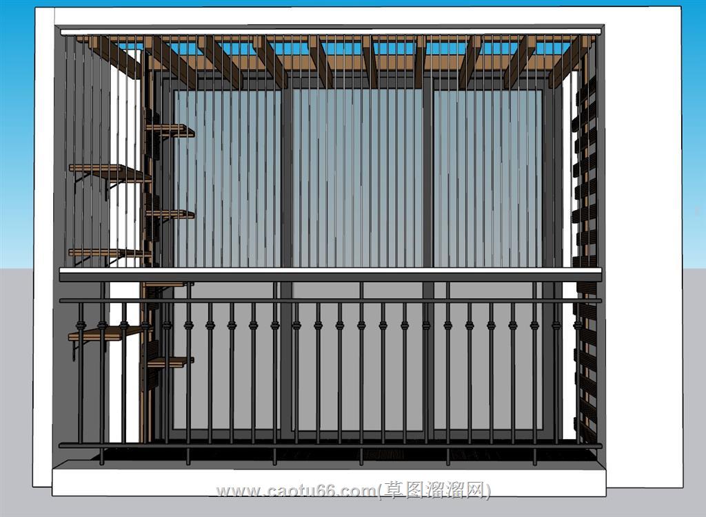 阳台栏杆防盗网SU模型 1