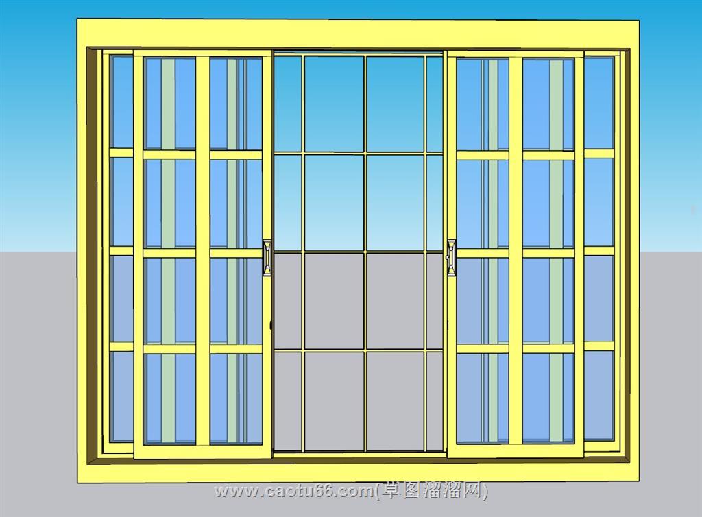 移门玻璃门门窗SU模型 1