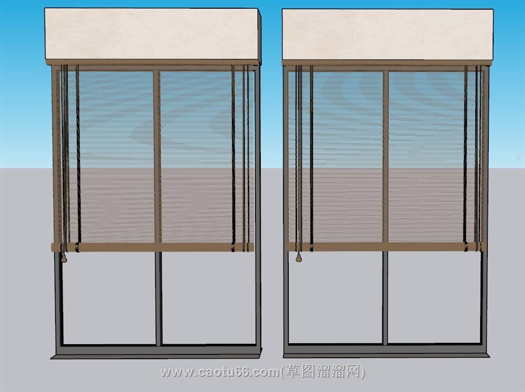 中式百叶窗窗户SU模型 1
