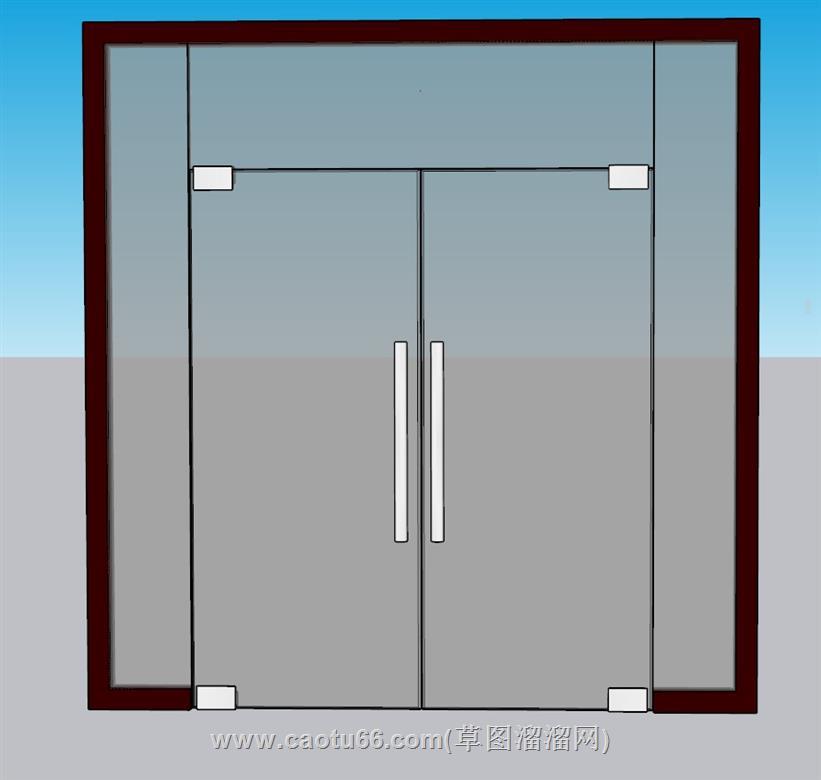 玻璃门推拉门店门SU模型 1