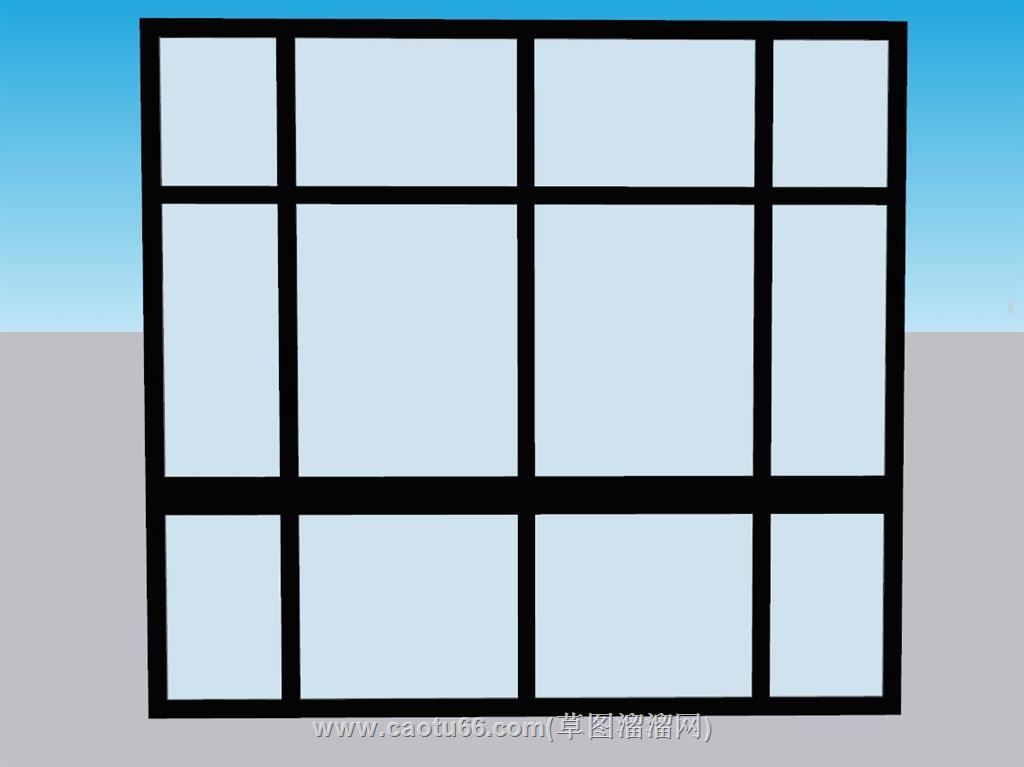 玻璃落地窗玻璃窗SU模型 1