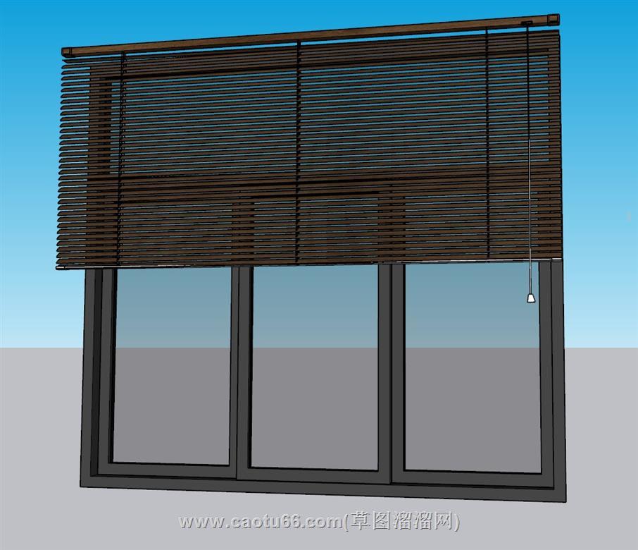 百叶窗落地窗SU模型 1