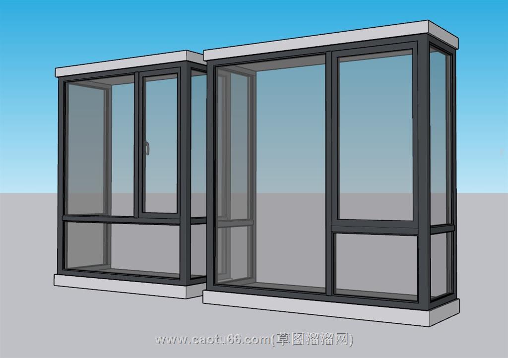 飘窗凸窗玻璃窗SU模型 1
