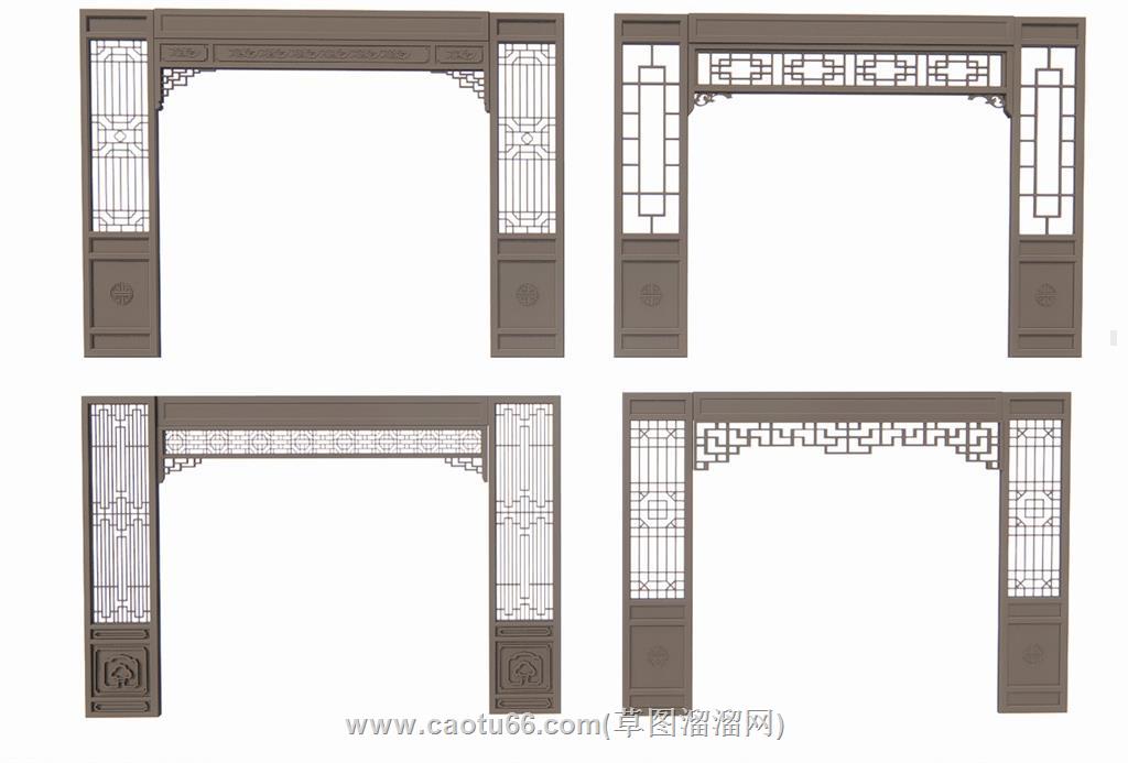 花格门拱门SU模型 1