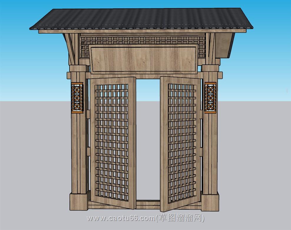 入户门庭院门SU模型 2