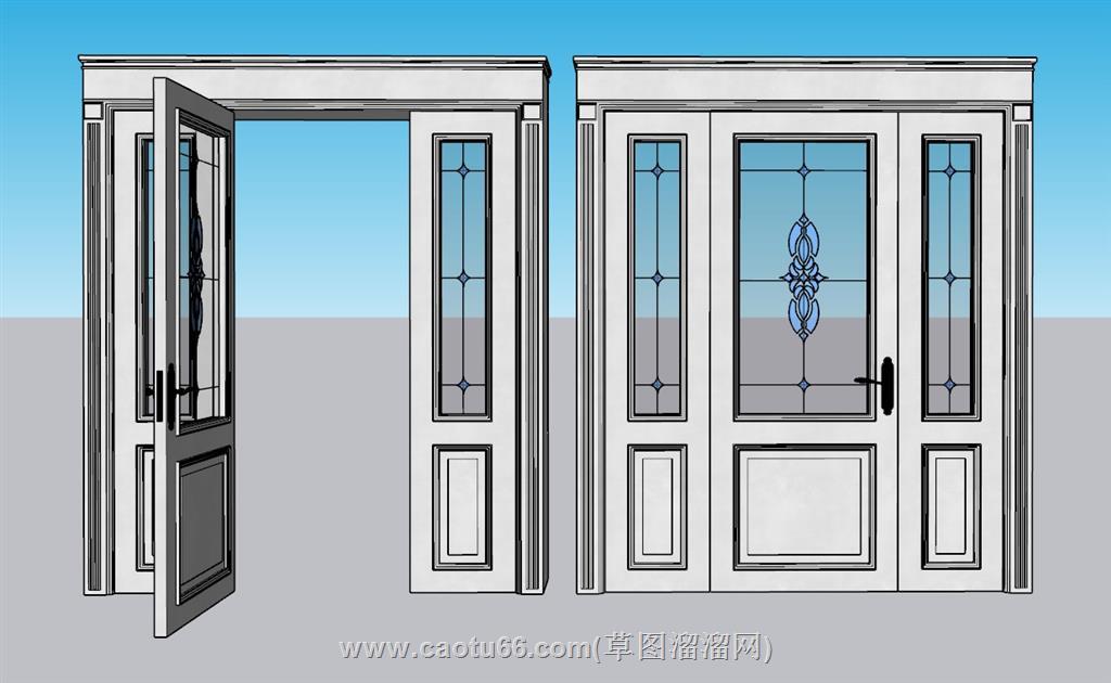 玻璃门室内门SU模型 1