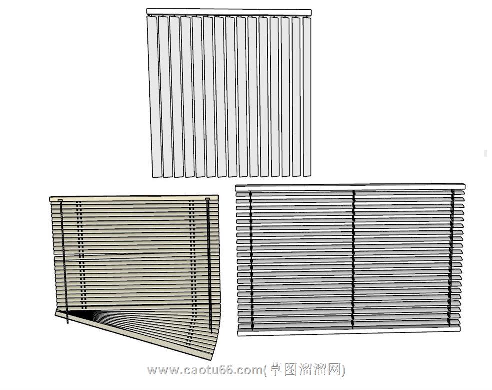 百叶窗窗帘SU模型 1