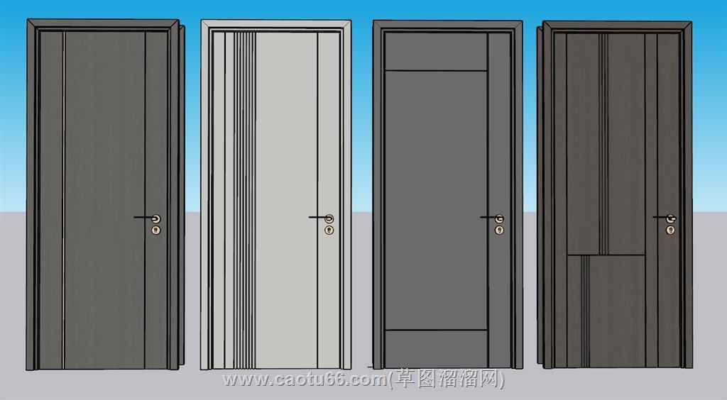 室内门房门SU模型 2