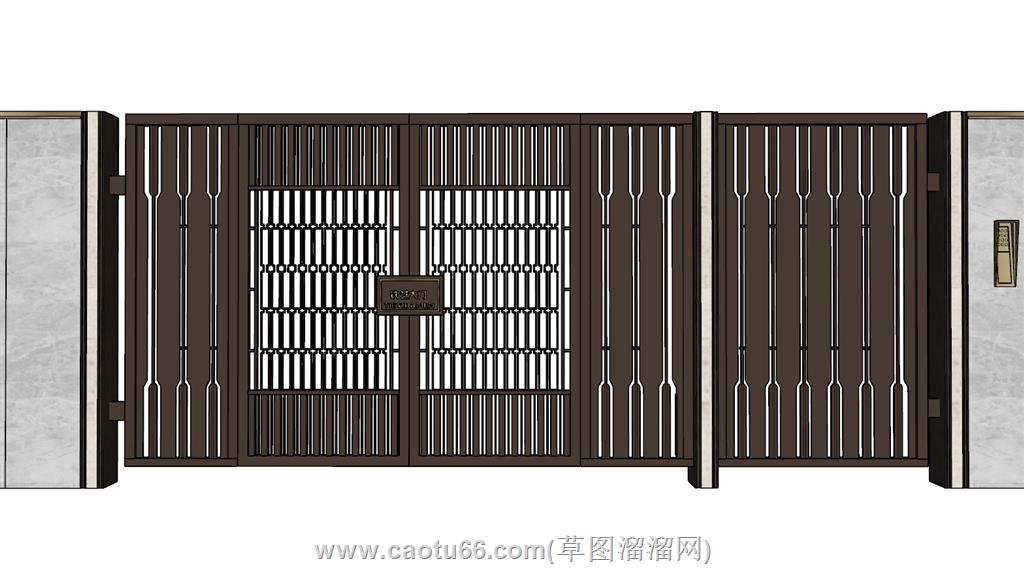 铁艺门大门SU模型 3