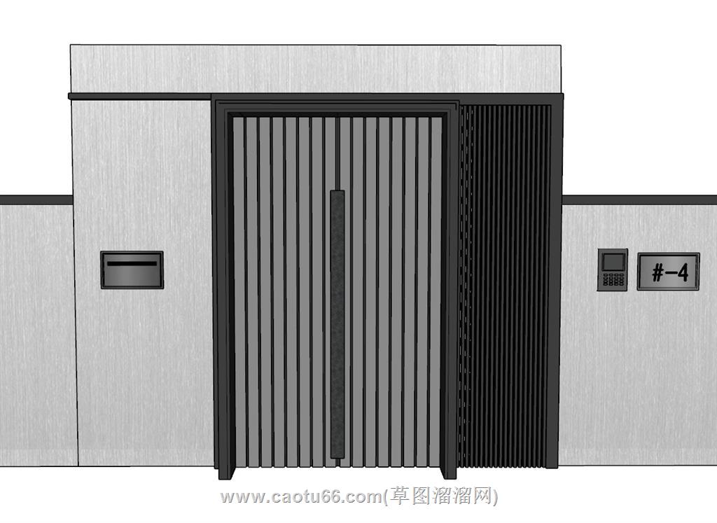 别墅门铁艺门SU模型 3