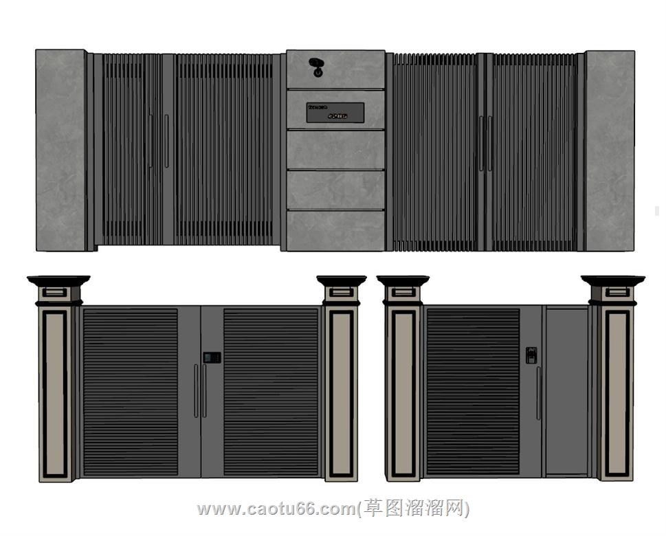 入户门庭院门别墅门SU模型 3