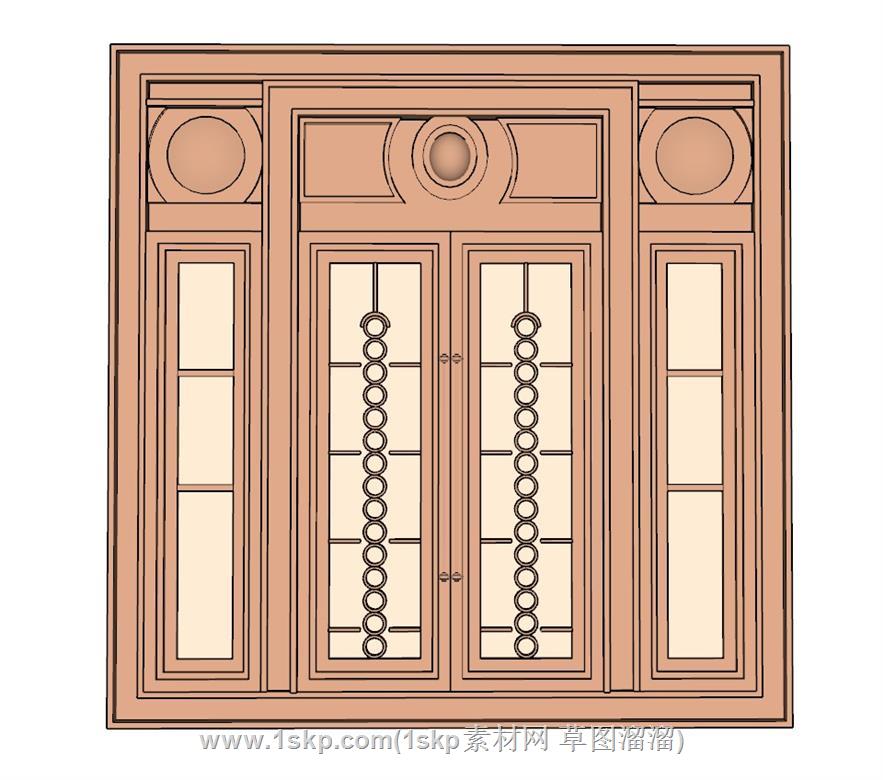 双开门室内门SU模型 1
