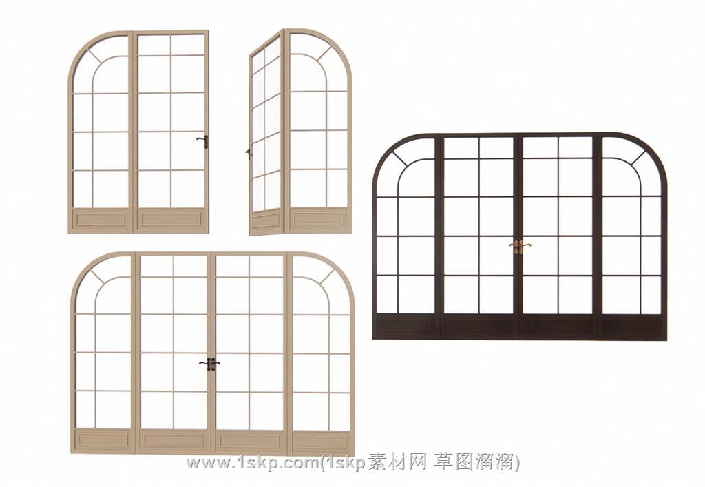 圆弧形双开门SU模型 1