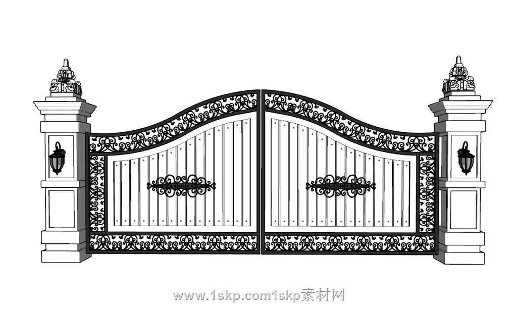 欧式铁艺门SU模型 1