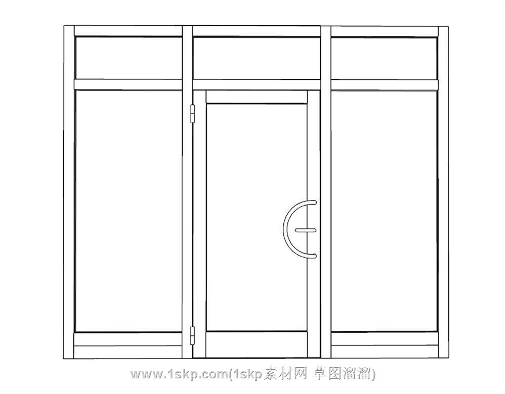 玻璃门店门SU模型 1