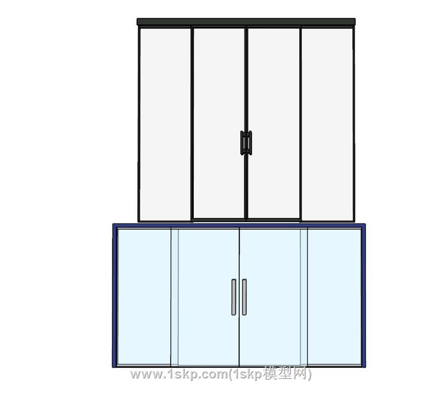 推拉门玻璃门SU模型 1