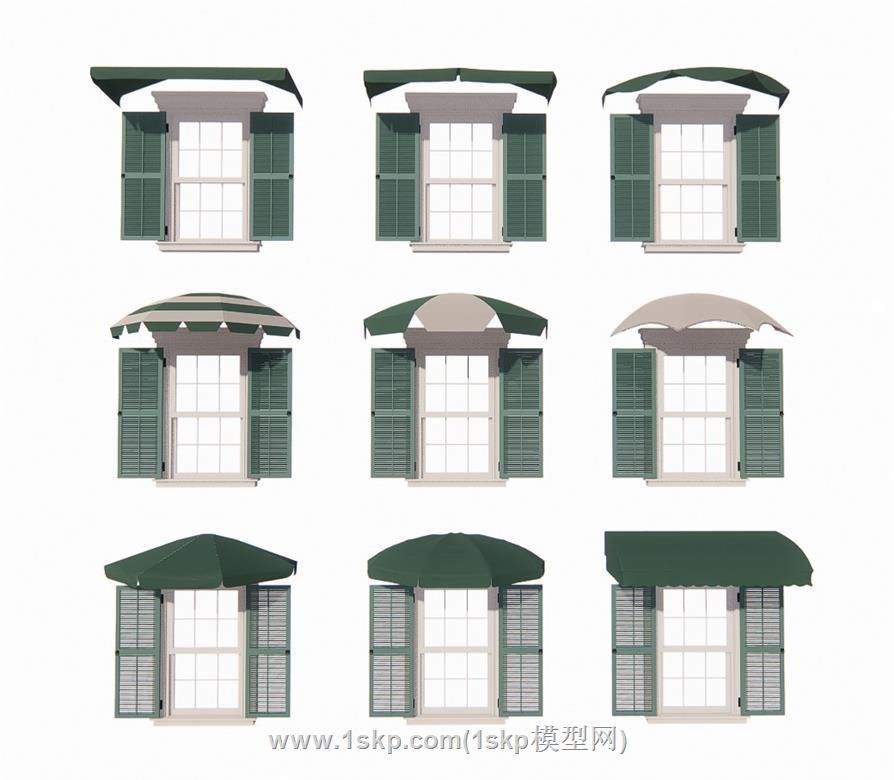 遮阳雨棚门窗SU模型