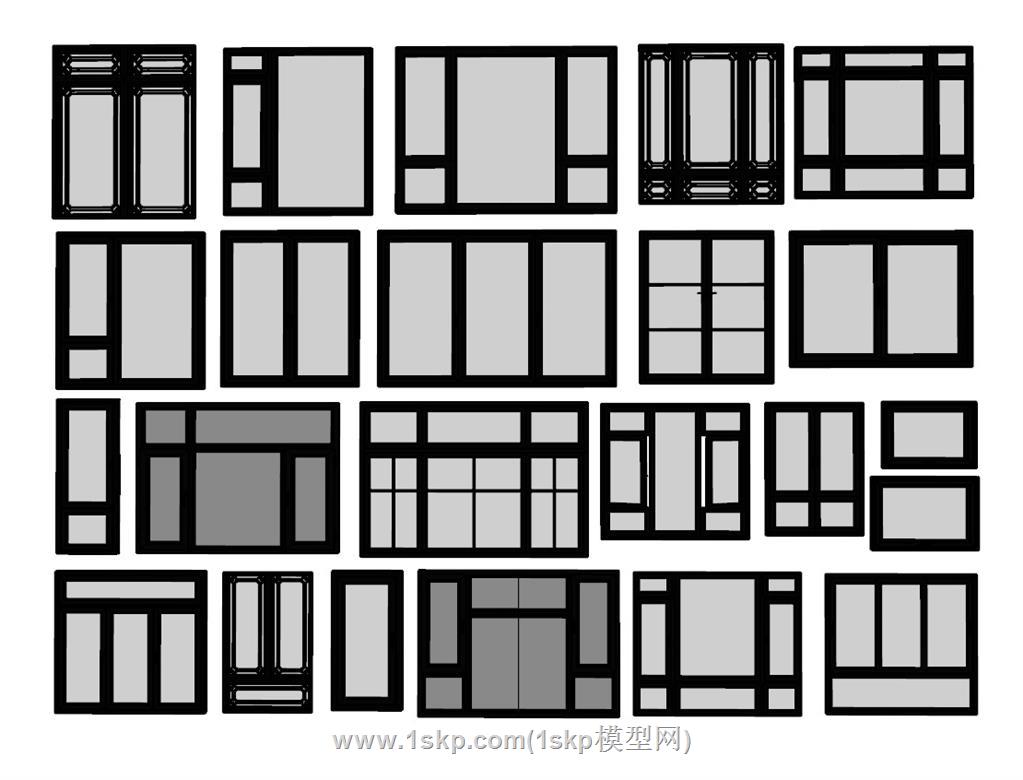 窗户玻璃窗窗口SU模型 1