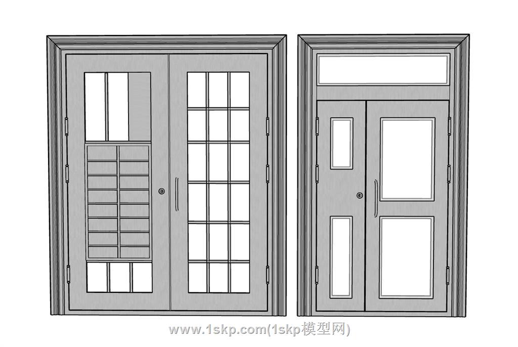 双开不锈钢门双开门SU模型 1