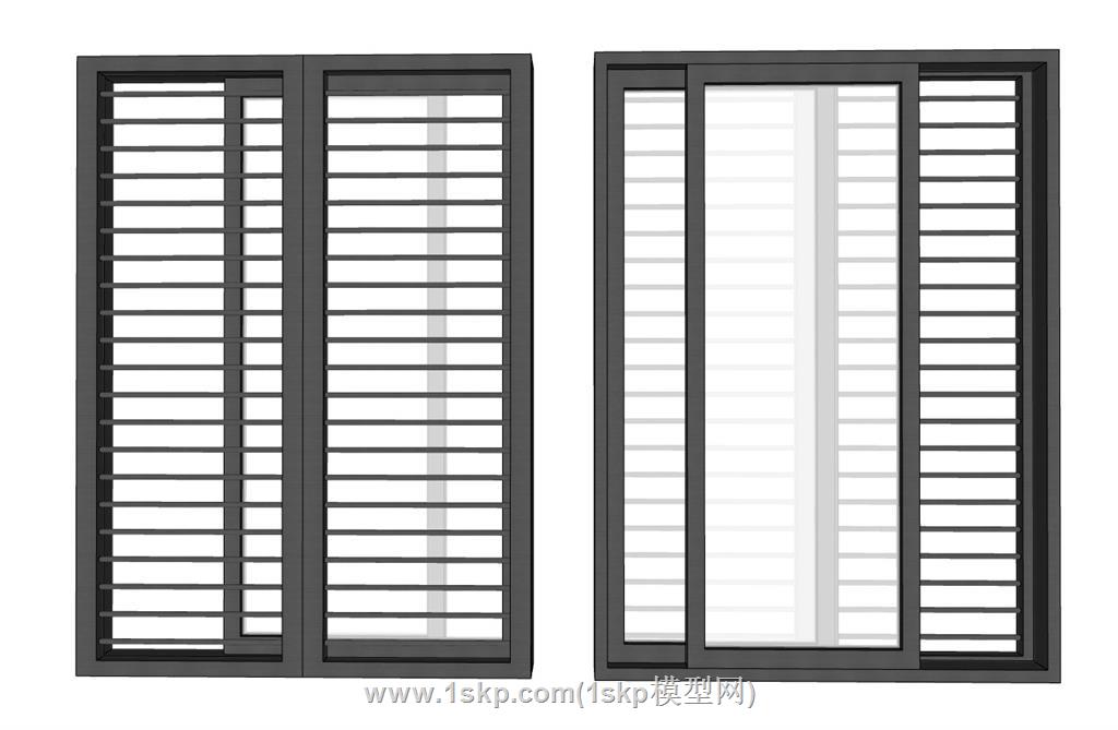 窗户推拉窗SU模型 1
