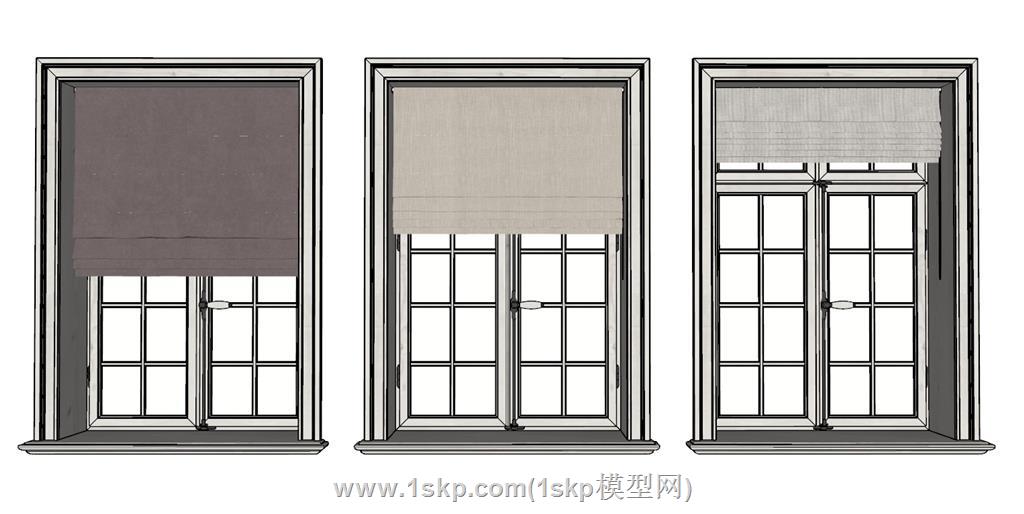 罗马帘折帘窗帘SU模型 1