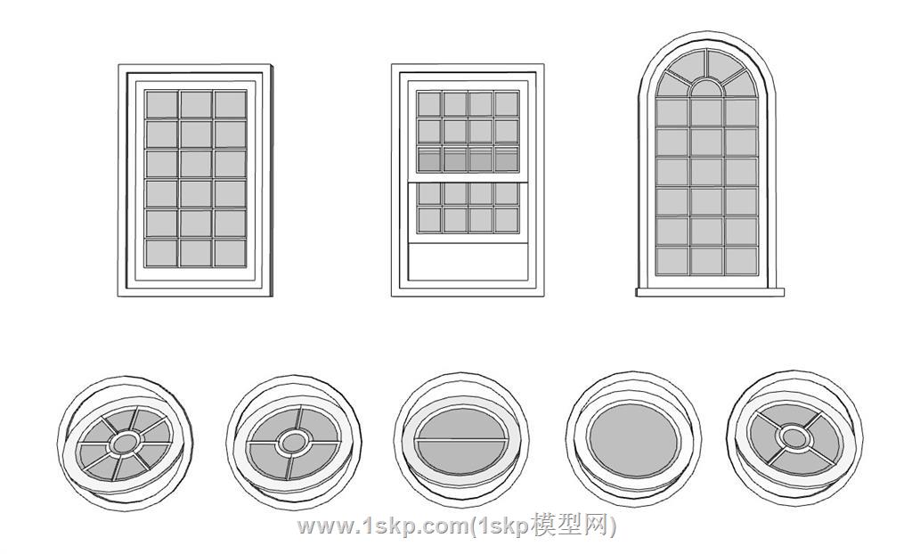 圆形窗法式窗SU模型