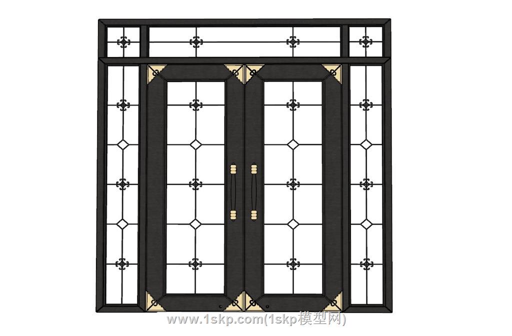双开门玻璃门SU模型 1