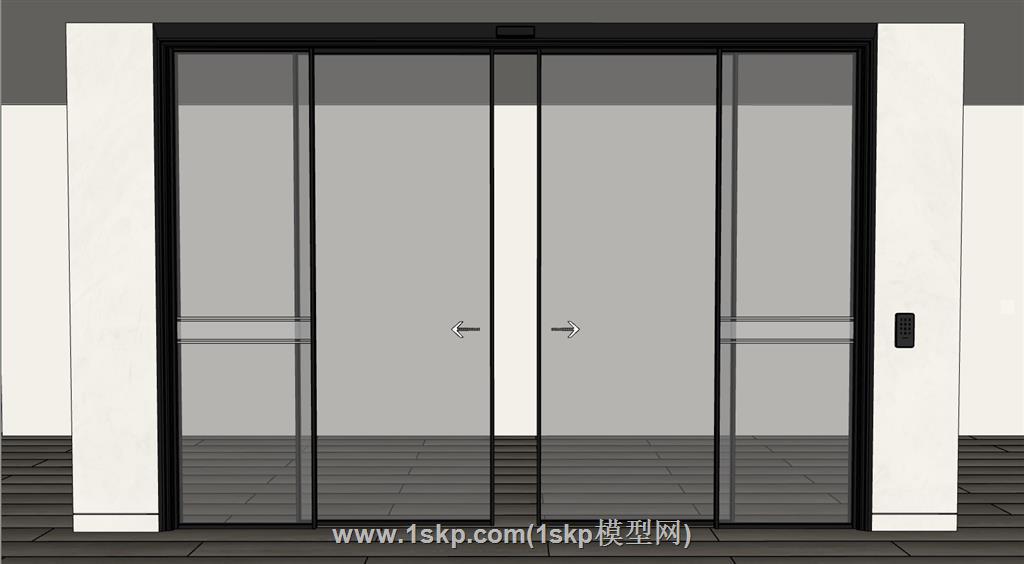 感应门玻璃移门SU模型