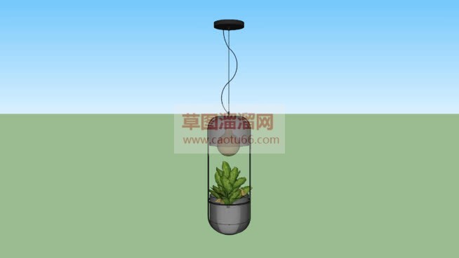 特色绿植吊灯SU模型 1