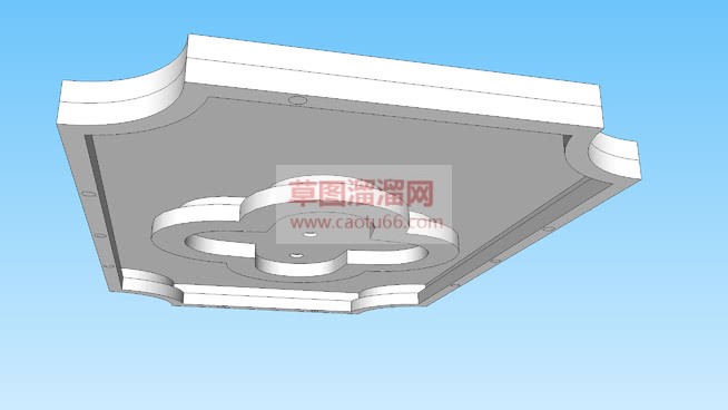 客厅吊顶石膏SU模型 1