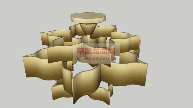 复古金箔枝形SU模型 1