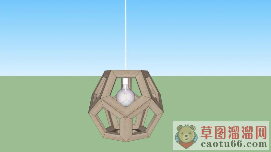 几何木质吊灯SU模型 1