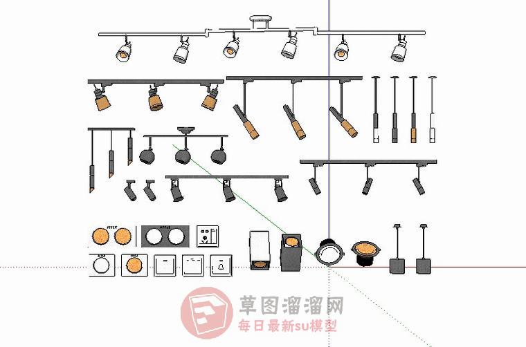 轨道灯射灯开关SU模型 1