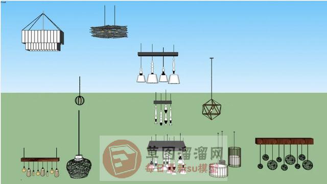 吊灯灯具SU模型 1