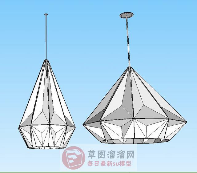 钻石造型吊灯SU模型 1