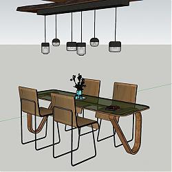 餐桌椅吊灯SU模型
