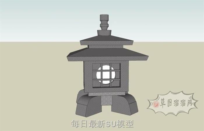 日式石灯灯笼SU模型 1