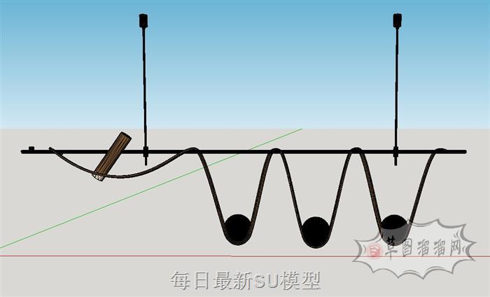 中式简约吊灯SU模型 1