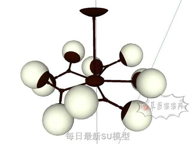 枝形球形吊灯SU模型 1