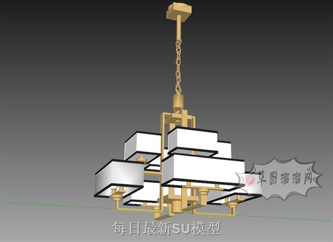 中式吊灯灯具SU模型 1