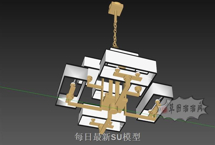 中式吊灯灯具SU模型 2