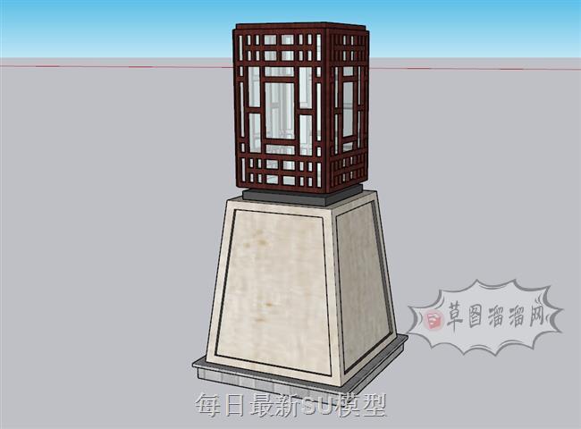 中式景观灯草坪灯SU模型 1