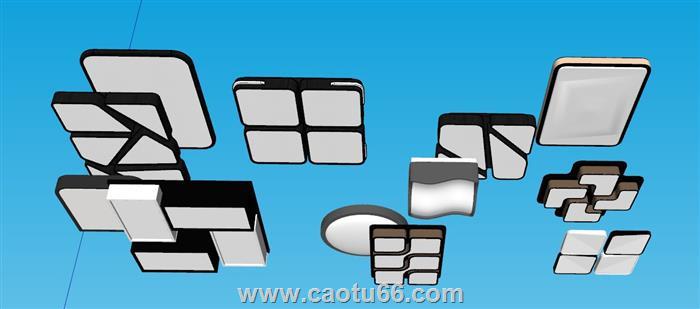 吸顶灯灯具SU模型 1