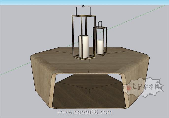 茶几蜡烛灯装饰SU模型 1