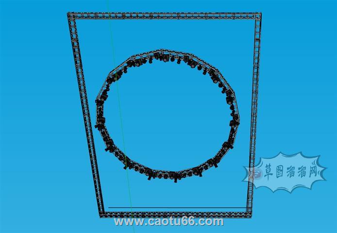 桁架轨道灯射灯SU模型 1