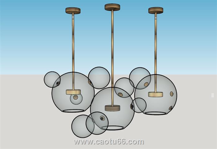 装饰玻璃球吊灯SU模型 1