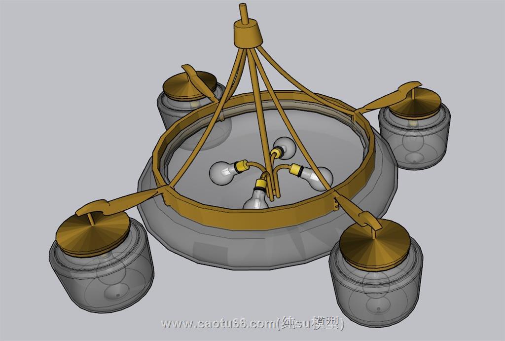 欧式吸顶灯吊灯SU模型 1